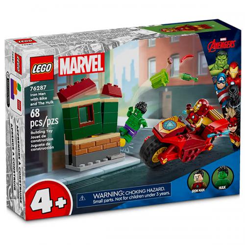 76287 Lego Super Heroes Marvel Iron Man Moto e The Hulk 68pz