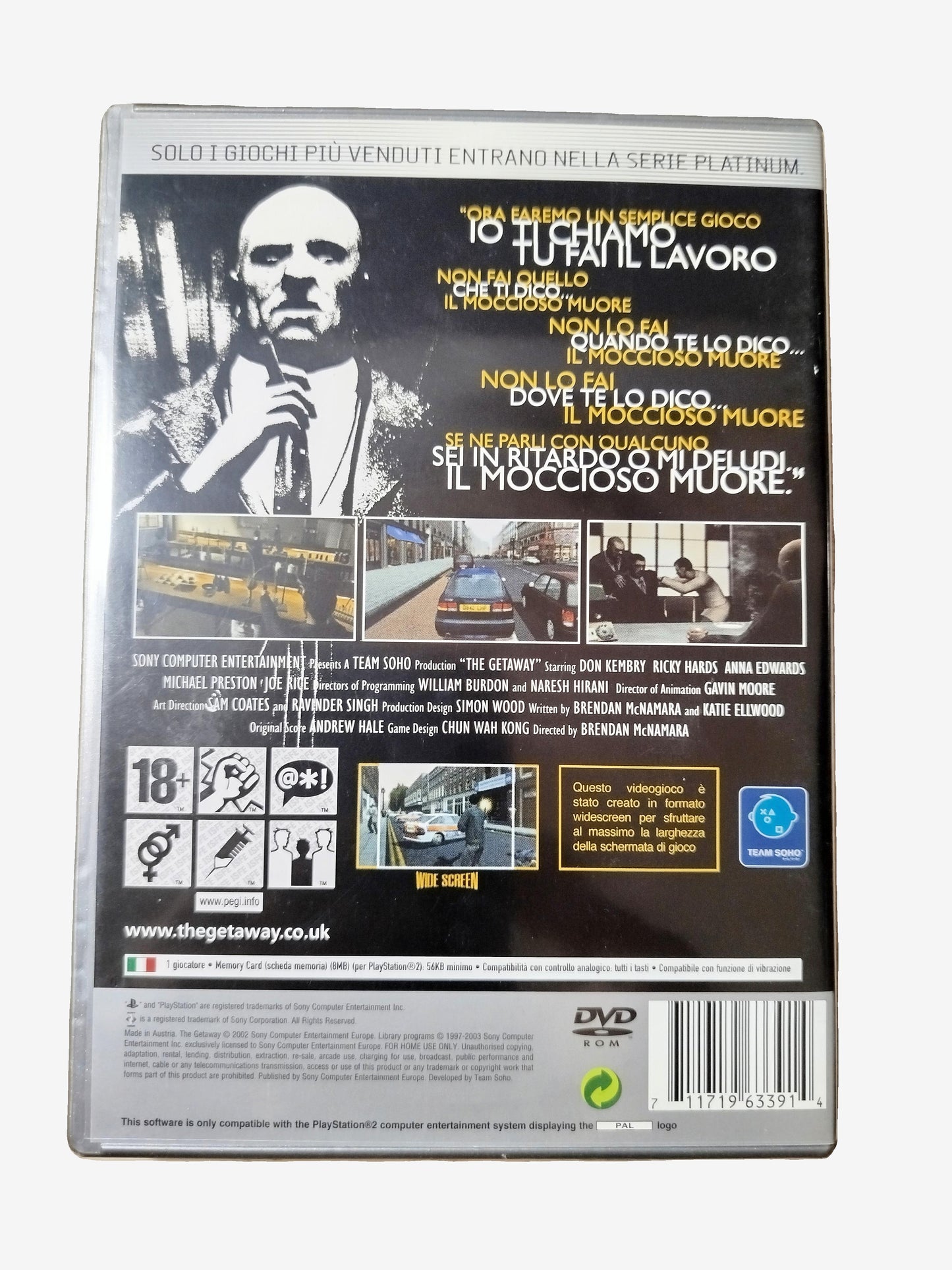 The Getaway Videogioco per Play Station 2 versione Platinum PAL/ITA Completo