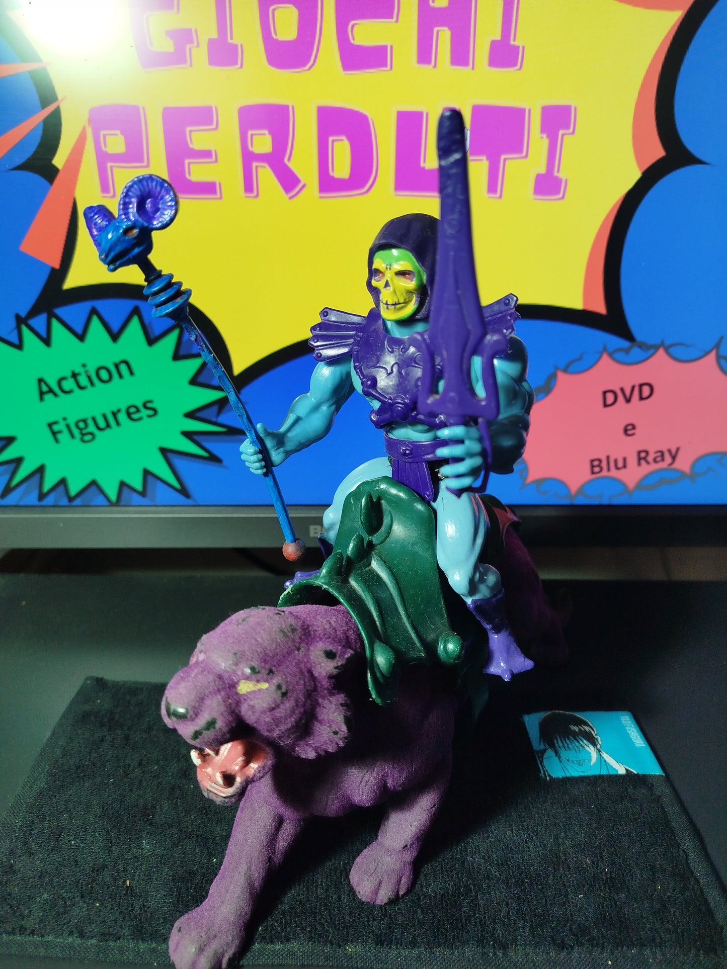 Skeletor e Panthor Completo MOTU Vintage Giocattolo Toys 1981 Made in Taiwan