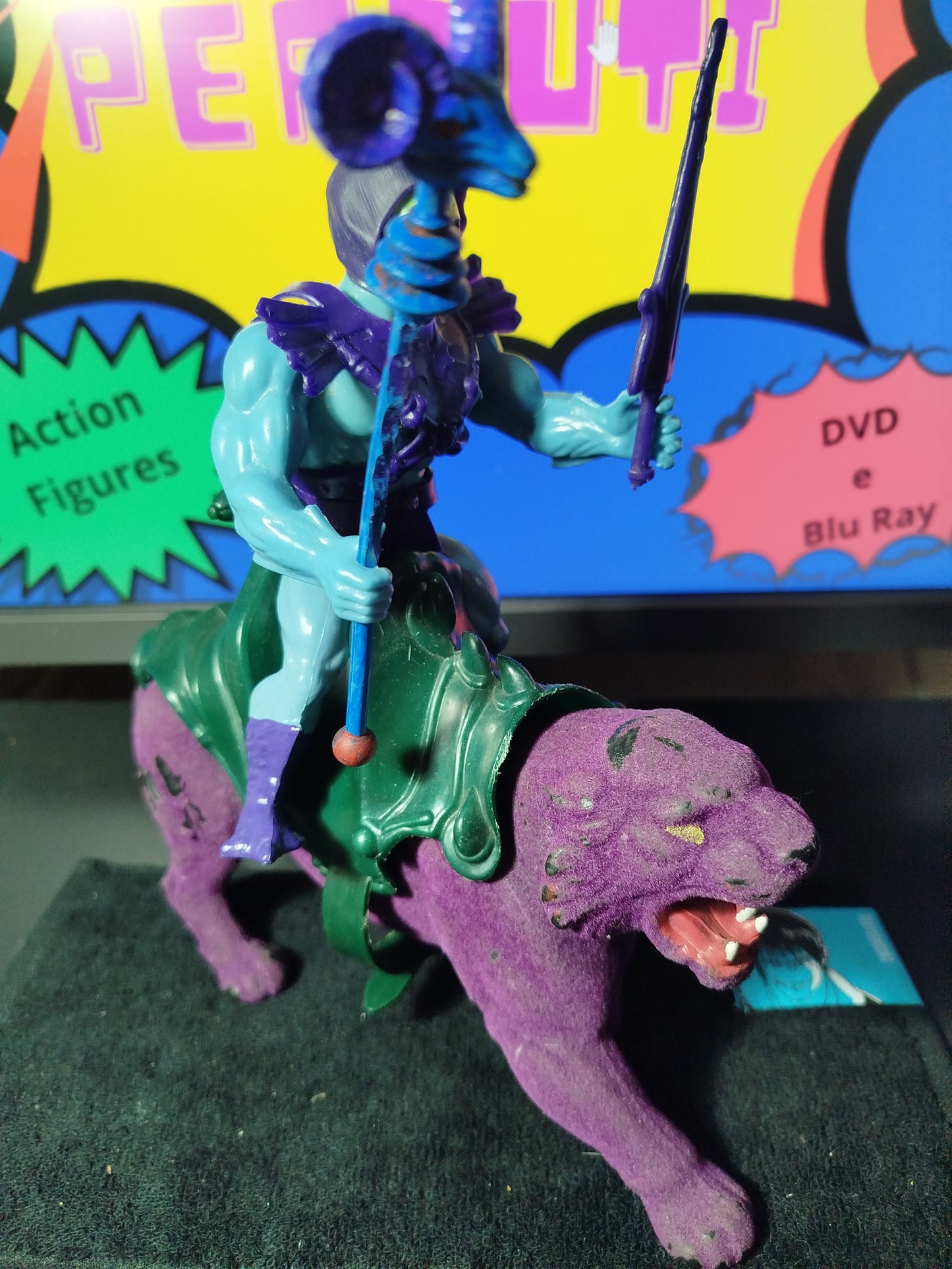 Skeletor e Panthor Completo MOTU Vintage Giocattolo Toys 1981 Made in Taiwan