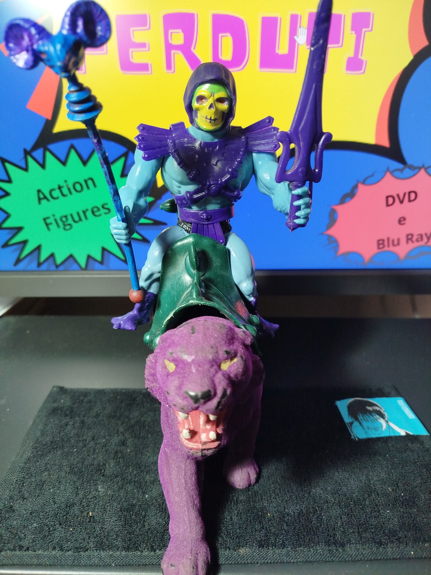 Skeletor e Panthor Completo MOTU Vintage Giocattolo Toys 1981 Made in Taiwan