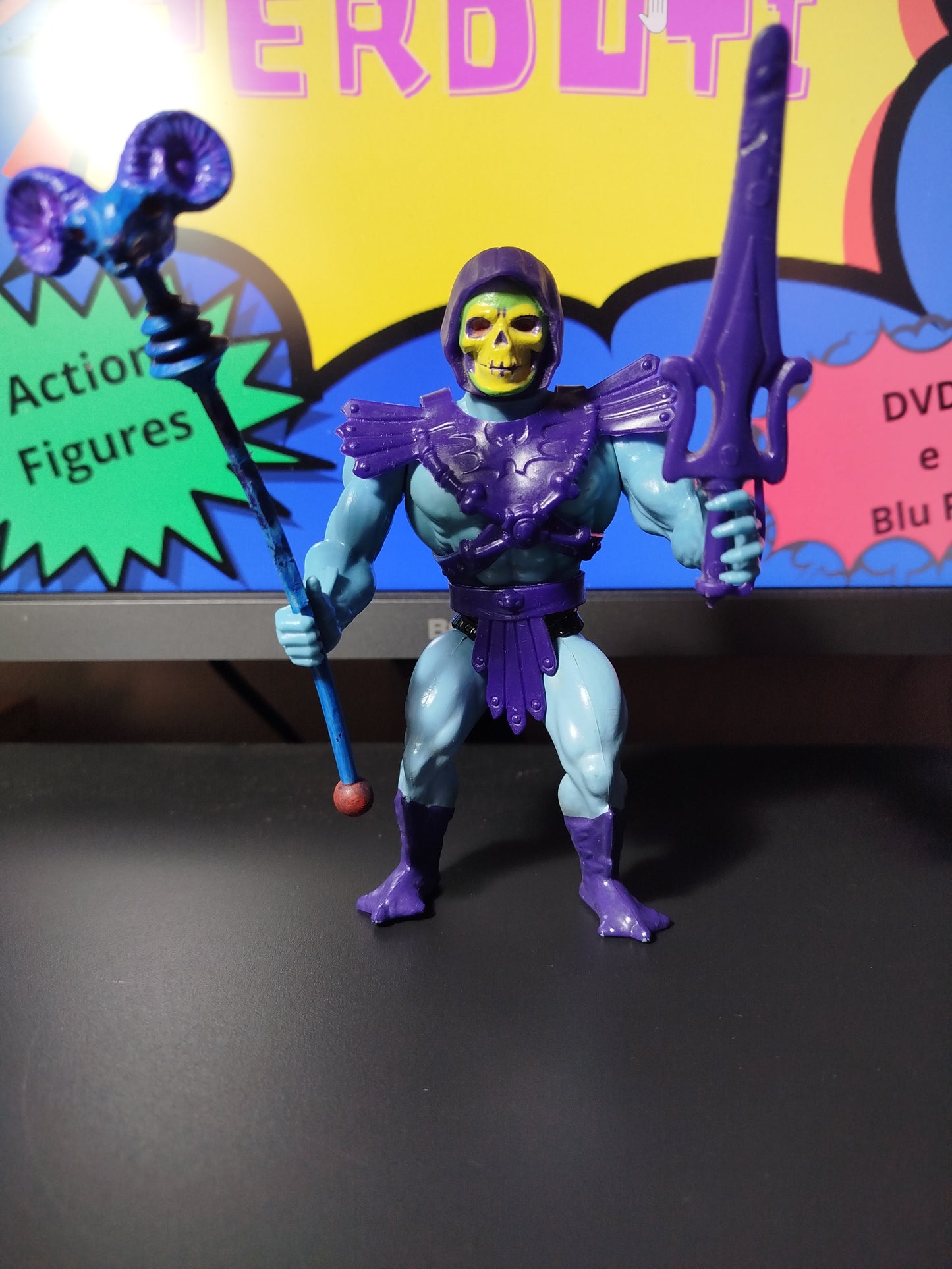 Skeletor e Panthor Completo MOTU Vintage Giocattolo Toys 1981 Made in Taiwan