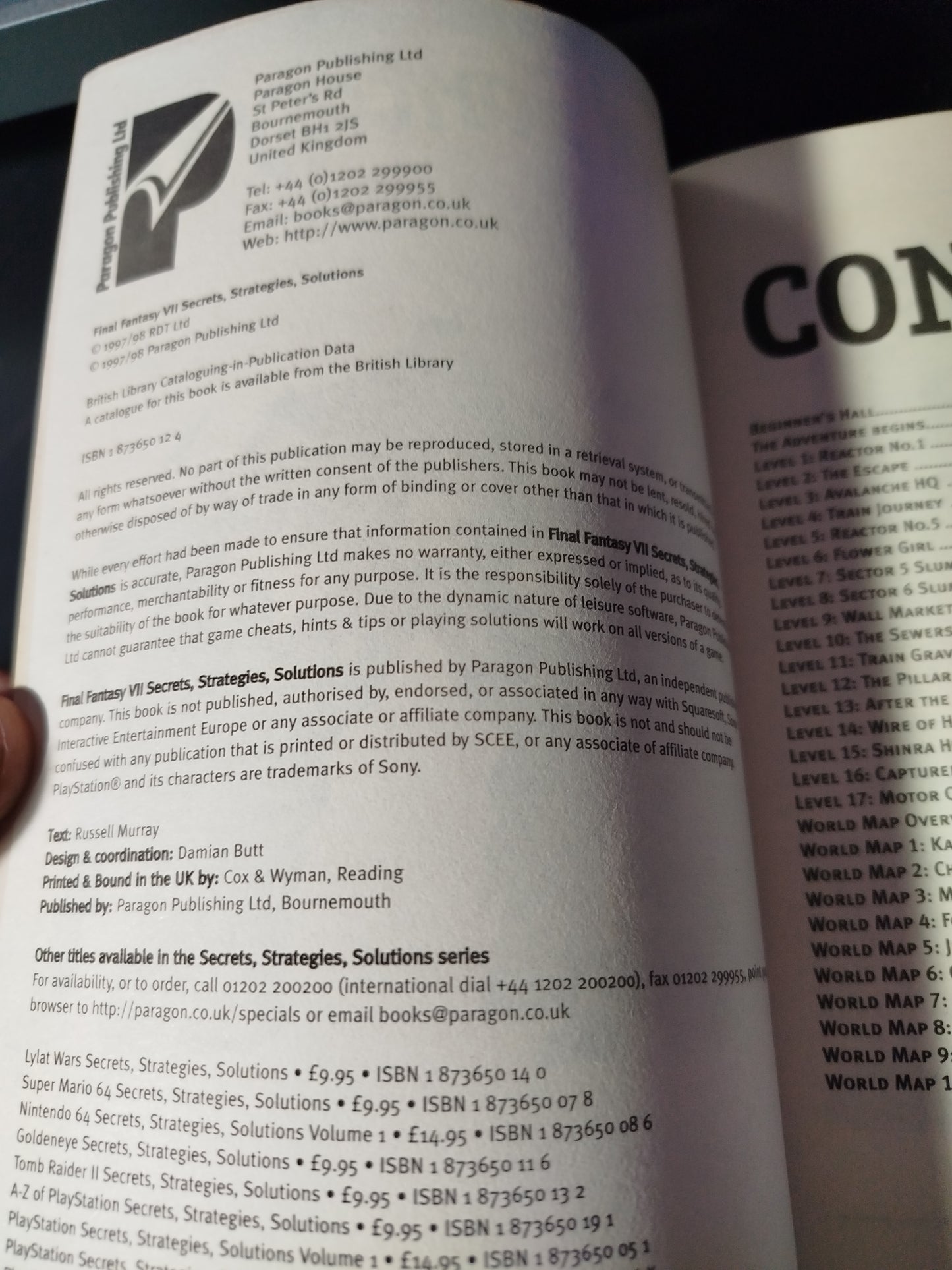 Guida Strategica Final Fantasy VII Paragon edizioni lingua Inglese Unofficial